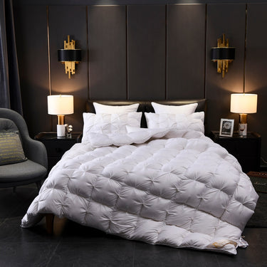 Luxury Premium White Grey 100%Cotton Cover Goose Down Filling Comforter Twin Full Queen King